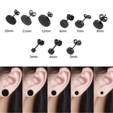 Titanium Steel Earrings Black Round Bolt Ear Studs Fashion Charm