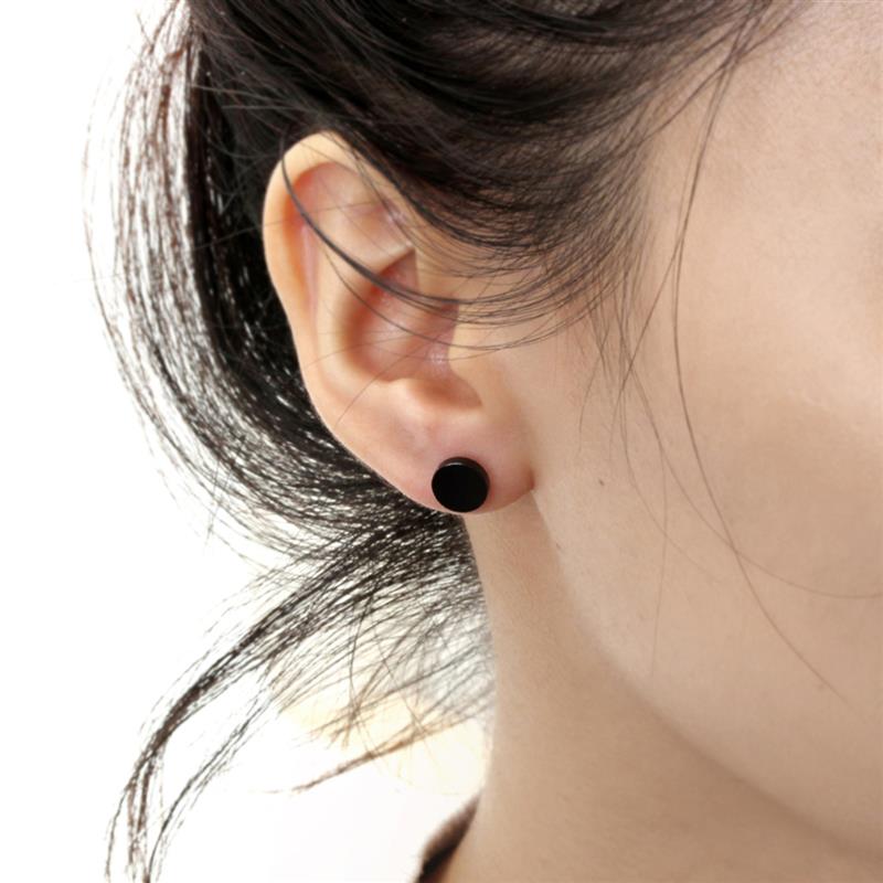 Titanium Steel Earrings Black Round Bolt Ear Studs Fashion Charm