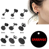 Titanium Steel Earrings Black Round Bolt Ear Studs Fashion Charm